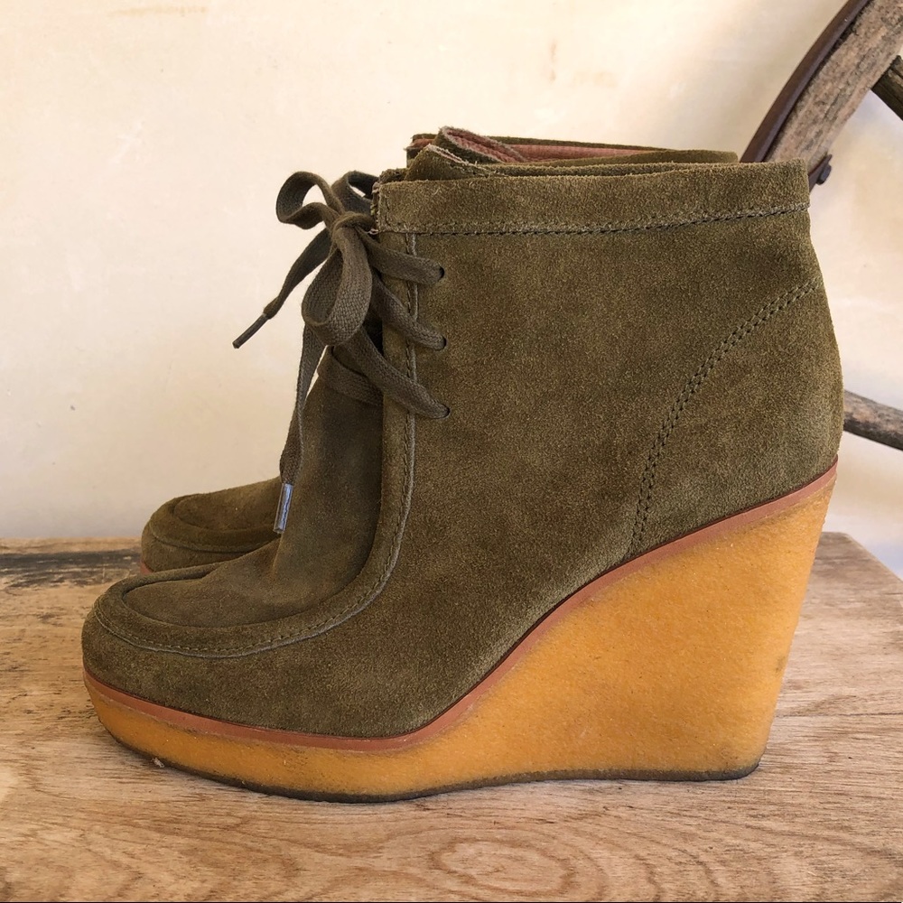 WHAT FOR-European Brand Paris France Comfy Wedge Sage/Olive/ Military Green 39